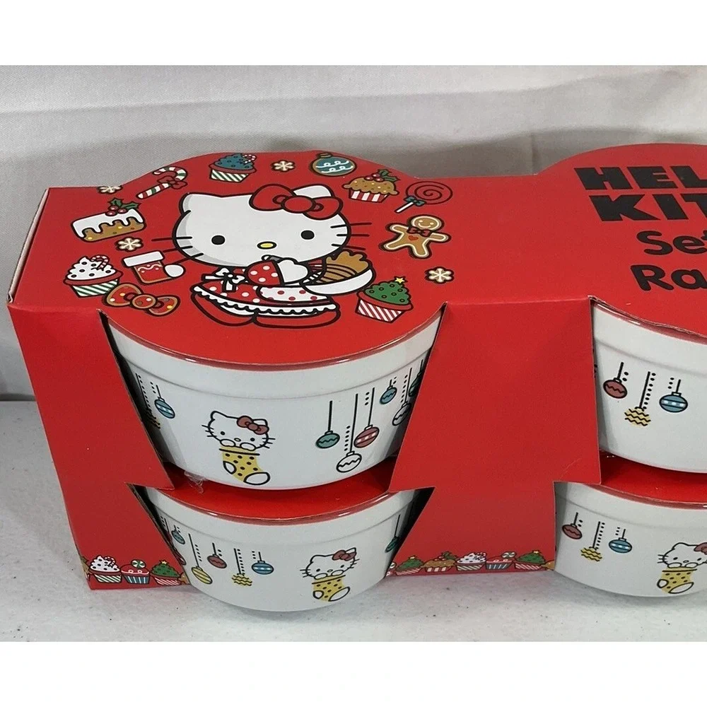 Sanrio Hello Kitty Christmas Ornaments Holiday Set Of 4 Baking Ramekins